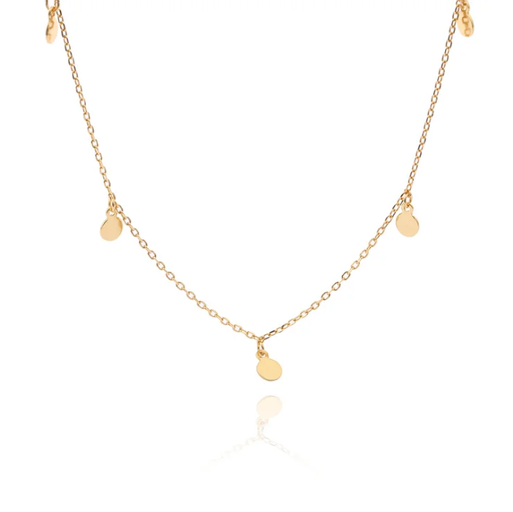 

dainty jewelry joyeria de plata 925 sterling silver disc charms gold plated silver choker necklace