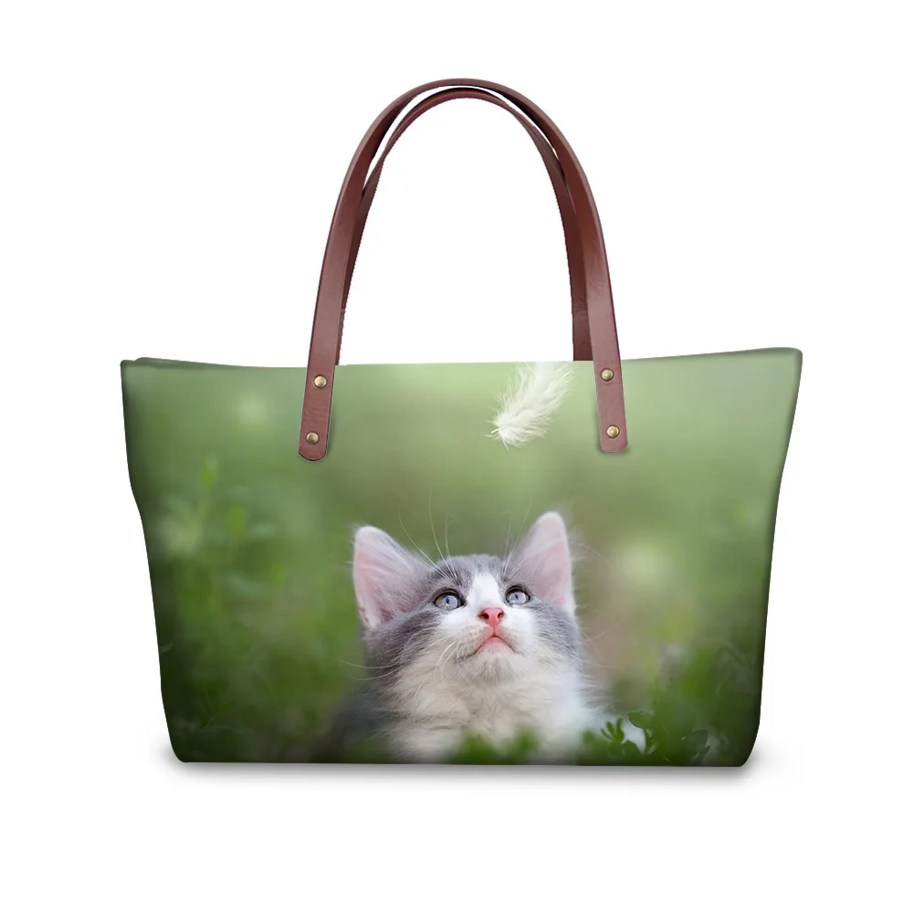 

Custom cute cat pattern print Fashion Neoprene Purses Top Handle Satchel Shoulder Tote Bags Women Handbags Ladies Wholesale