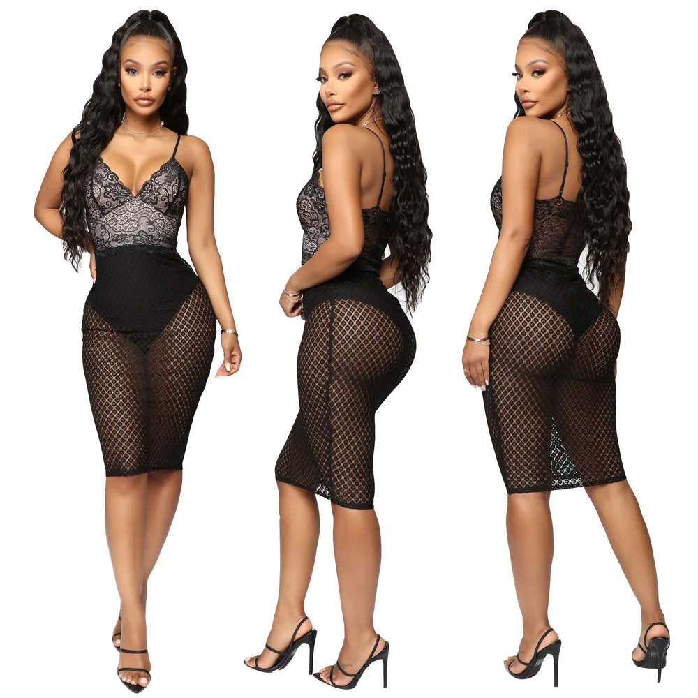 

women clothing SA3078 wholesale bodycon dress style black lace transparent mature femme hot woman erotic sexy lingerie