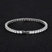 

KRKC&CO high quality 5A CZ 4mm white gold tennis bracelet silver cubic zirconia jewelry