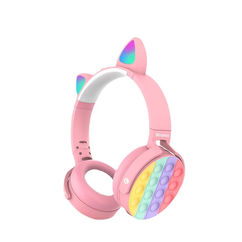 

Wireless Headphones Cat Ear with Mic Decompression Toy Glow Light Stereo Bass Helmets Kids Girl Gifts PC Phone Gaming Headset