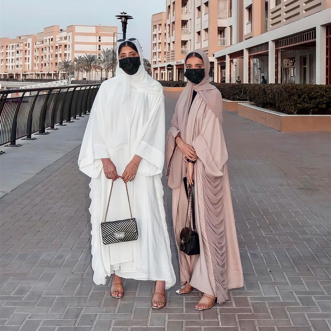 

2111 MuslimQLO Factory Outlet kimono abaya 2021 latest design Dubai women's long dress open abaya muslim dress, 3 color