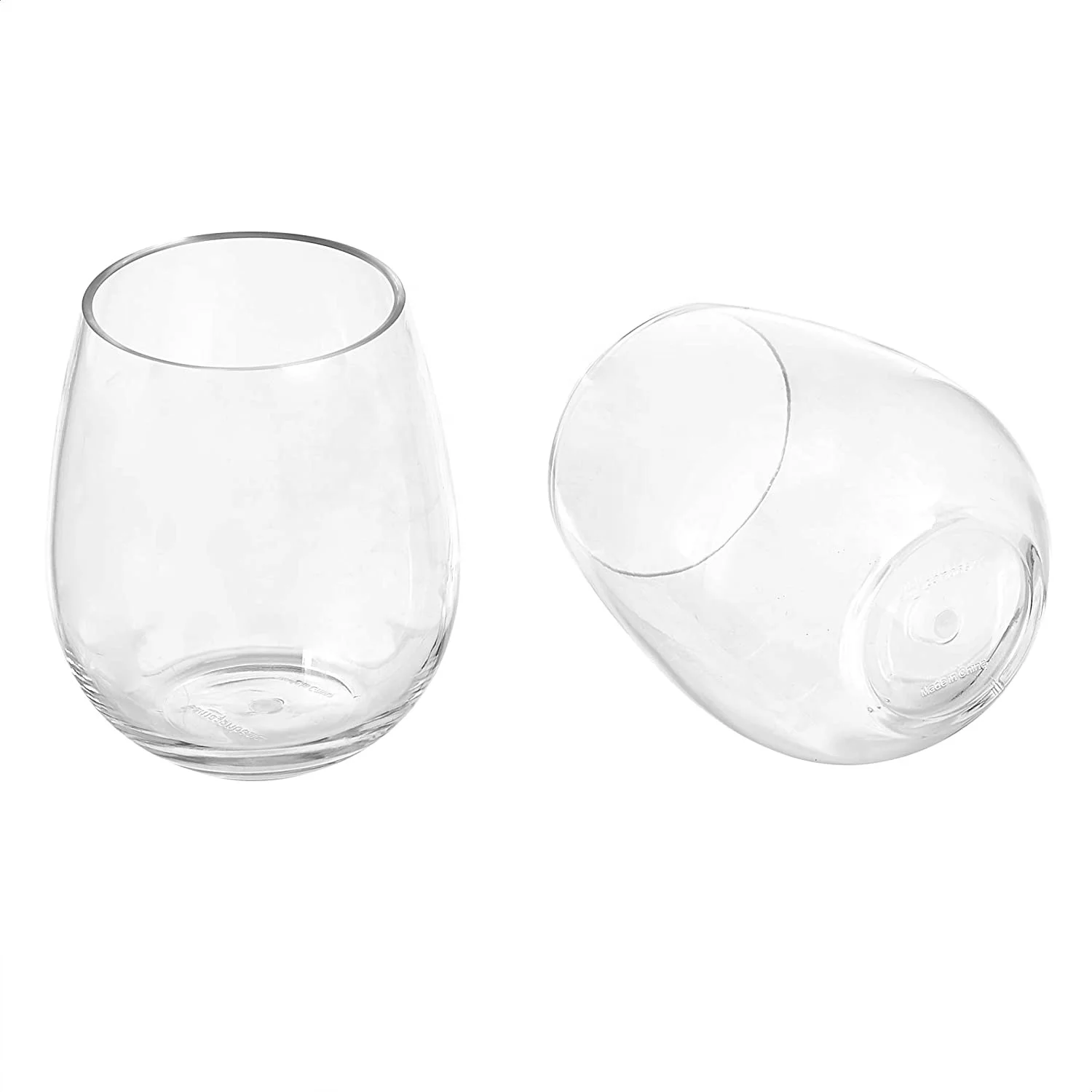 

Transparent Tritan Wine Glasses Stemless Wine Glasses Unbreakable Hard Plastic Stemless Wine Glasses 14 OZ / 400 ml, Clear