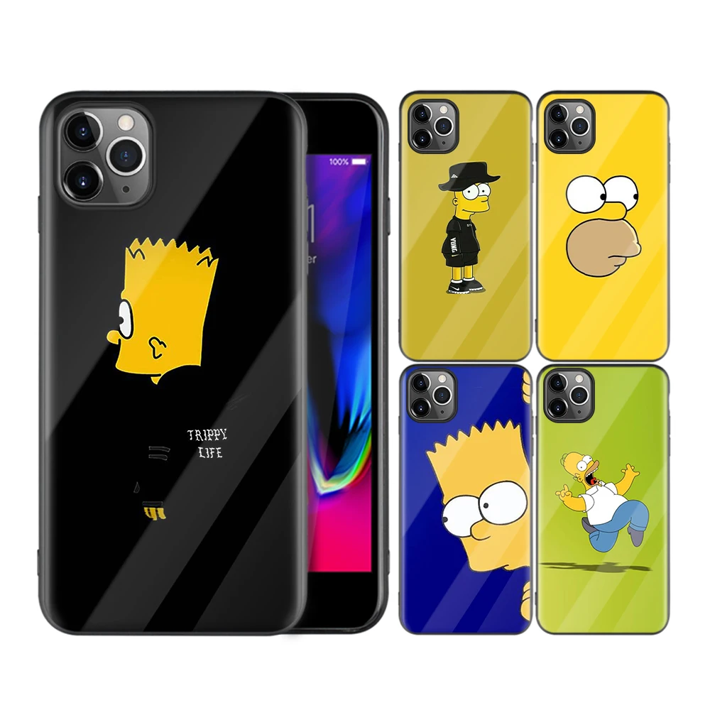 

Cute Phone Case For IPhone 12 Pro Max Xr 11 Xs Se 2020 7 Homer J.Simpson Funny Bart Simpson Coque Cartoon, Black