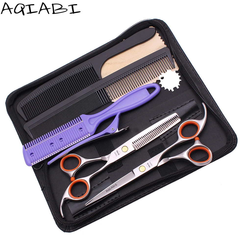 

Haircut Scissors 5.5" 6'' AQIABI Hair Cutting Scissors Thinning Shears Barber Scissors Set A1008, Shiny