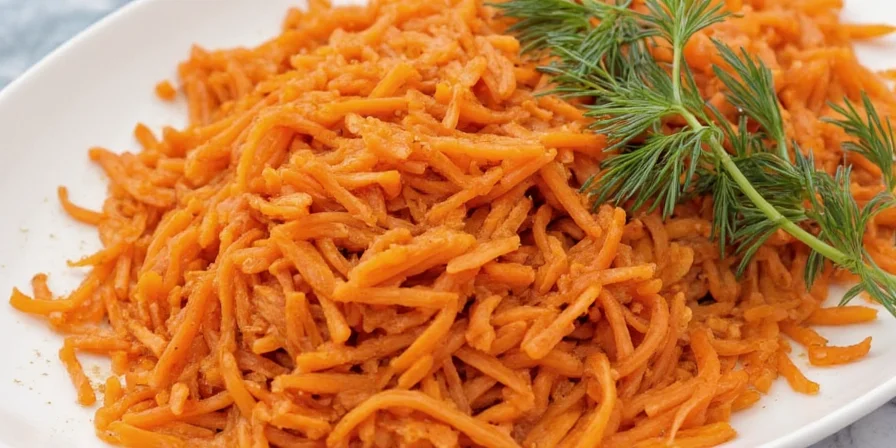Colorful carrot salad with dill garnish