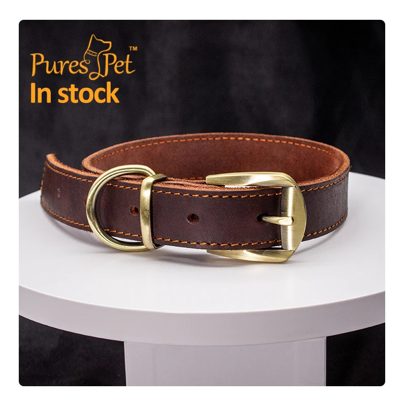 

fashion high visibility custom no shock luxury genuine leather pet accessories dog training collar, Brown,black