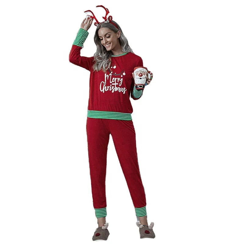 

Wholesale Women Plus Size Multi Color Comfortable Christmas Pajamas Set, Customized color