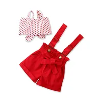 

2020 spring Clothing Set Children Girl Summer Outfit Polka Dot shirt +Bowknot Shorts Outwear For Baby Girl outfit set