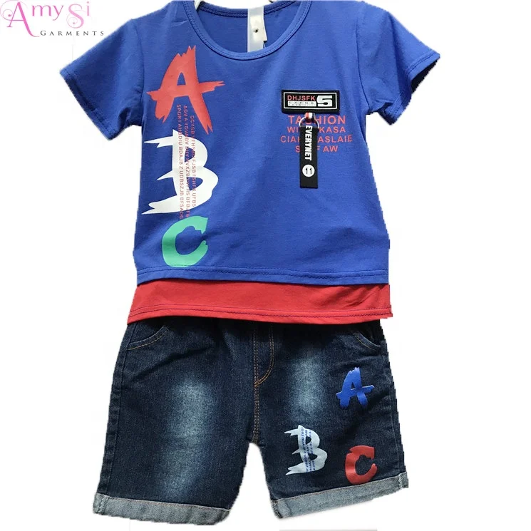 

3.8 USD BT125 wholesale boy t shirt children short sleeve fashion T shirts for boys Summer cotton breathable kids clothing sets, Mixed color as pictures