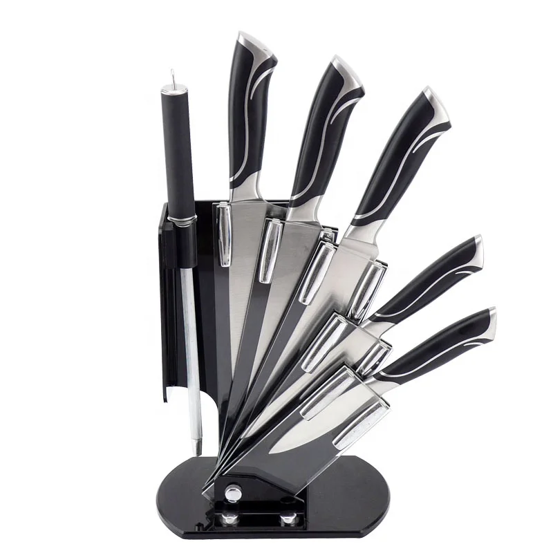

Stainless steel Kitchen knife Set 6Pcs with Acrylic Knife Holder