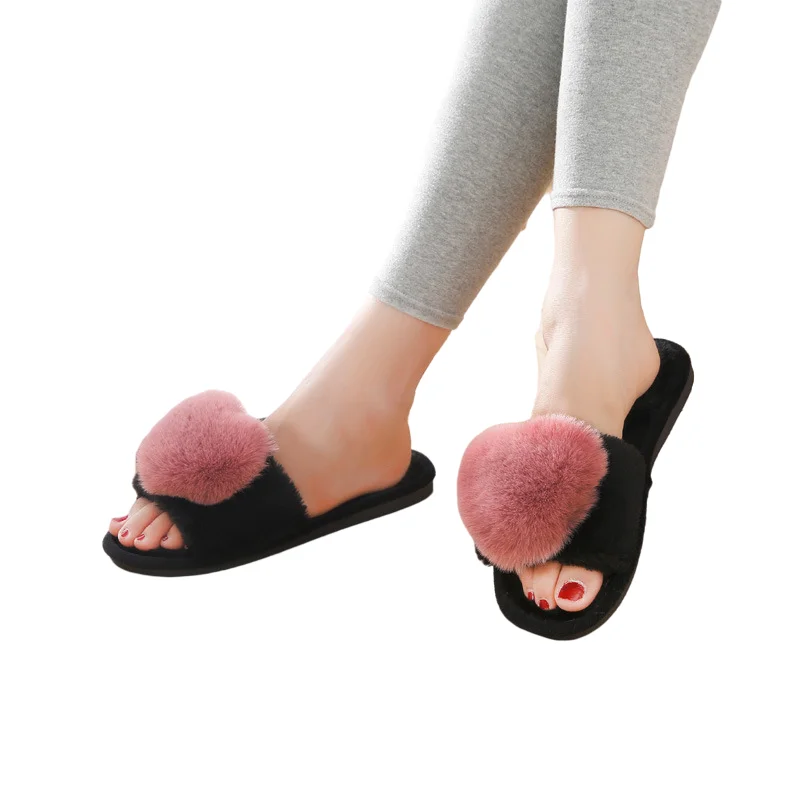 

Luxury Style Women Fur Flat Slides Fox Fur Slipper