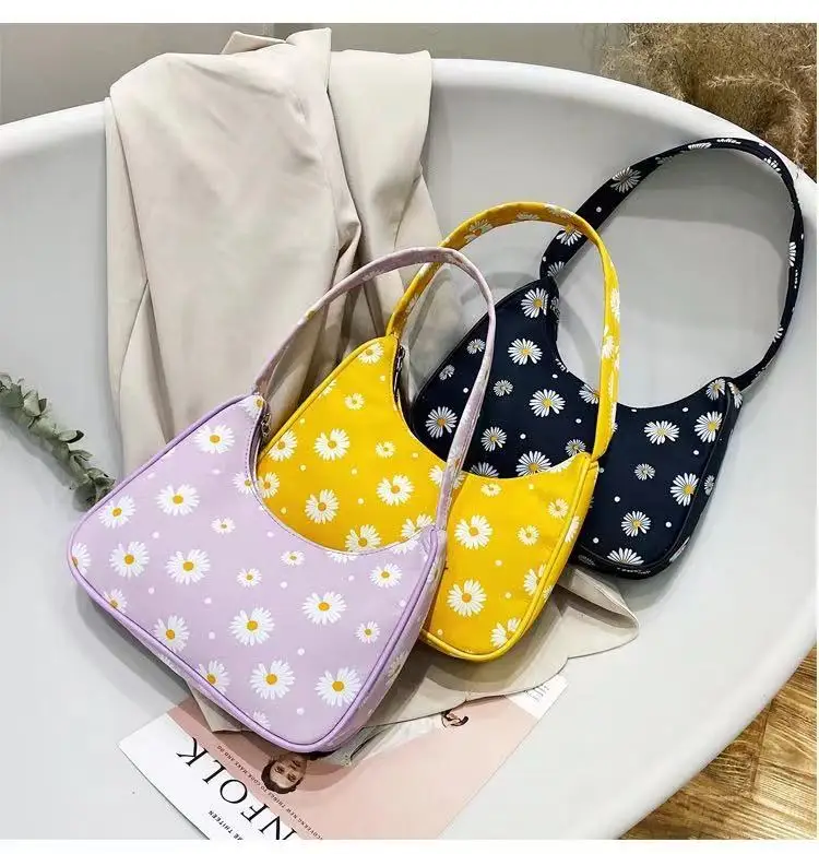 

OEM Design Lady Underarm Shoulder Bag Ladies Flowers Pattern Handbag Single Handle Crossbody Bags Hand Bags, Customizable