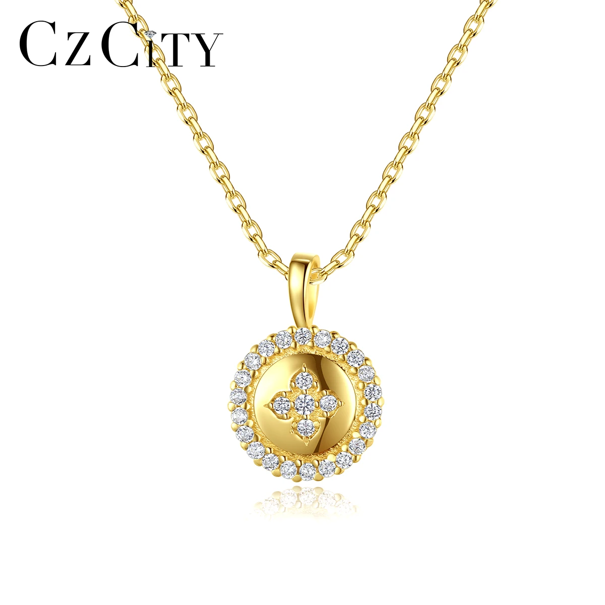 

CZCITY Best Friend Necklaces Silver 925 Birth Flower Pendant Gold Plated Silver Women Jewelry