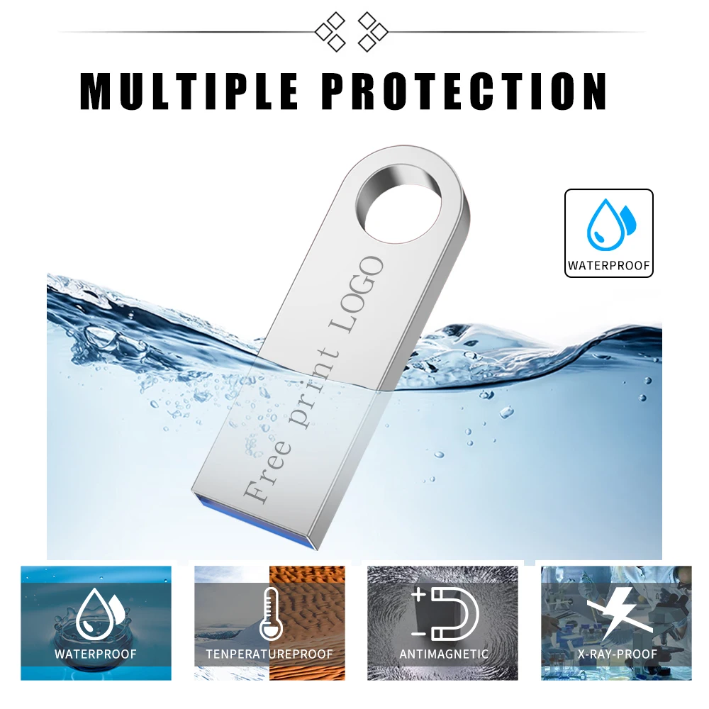 new AJINNUO usb flash drive 64GB 32GB 16GB 8GB 4GB pen drive waterproof silver u disk memoria cel usb stic - ANKUX.COM