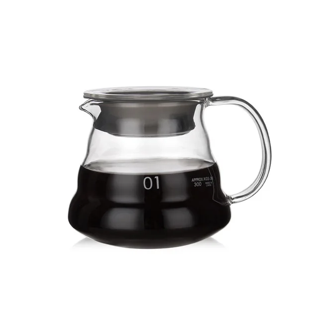 

Home Commercial Cloud Coffee Pot 360ml 600ml 800ml Transparent Thicken High Temperature Resistance Small Glass Coffee Server Pot