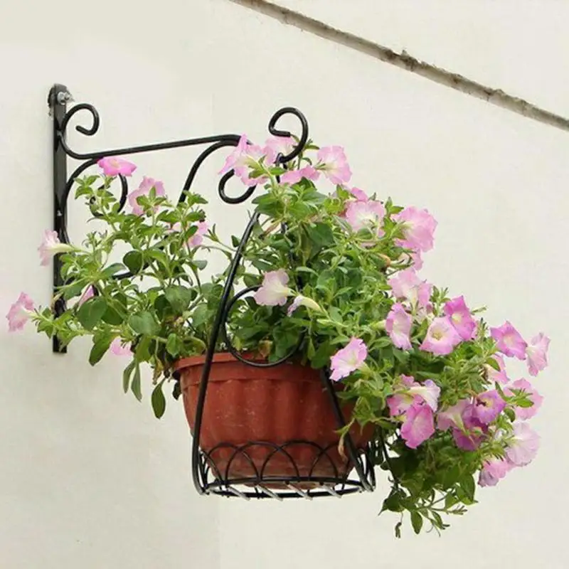 

Wall-mounted Hanging Hooks European Style Balcony Flower Pot Wrought Iron, As photo