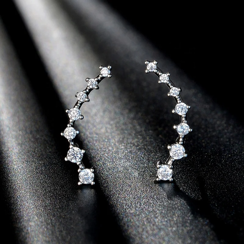 

Women wedding jewelry chain arc design zircon earrings EAC130