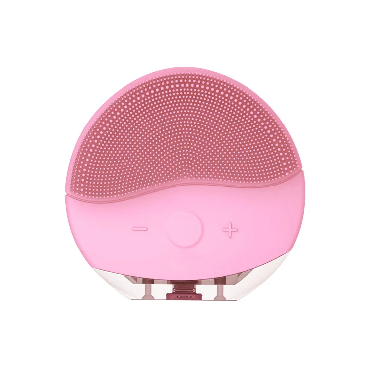 

cepillo facial silicona wireless mini pink custom color double sides electric sonic silicone facial cleansing brush, Pink.green