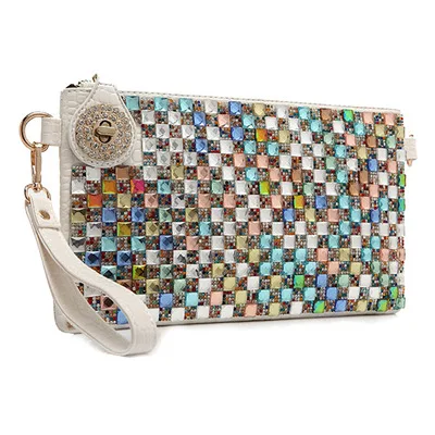 

Explosive Clutch Color Diamond Dinner Clutch Shoulder Messenger Bag Female Chain Rhinestone Bag