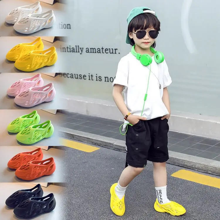 

Foam Runner Lightweight Kids EVA Beach Yeezy Breathable Unisex Summer Shoes Yezzy Baby Sandals for Toddler Boys Girls, Black/beige/pink/yellow/orange/green