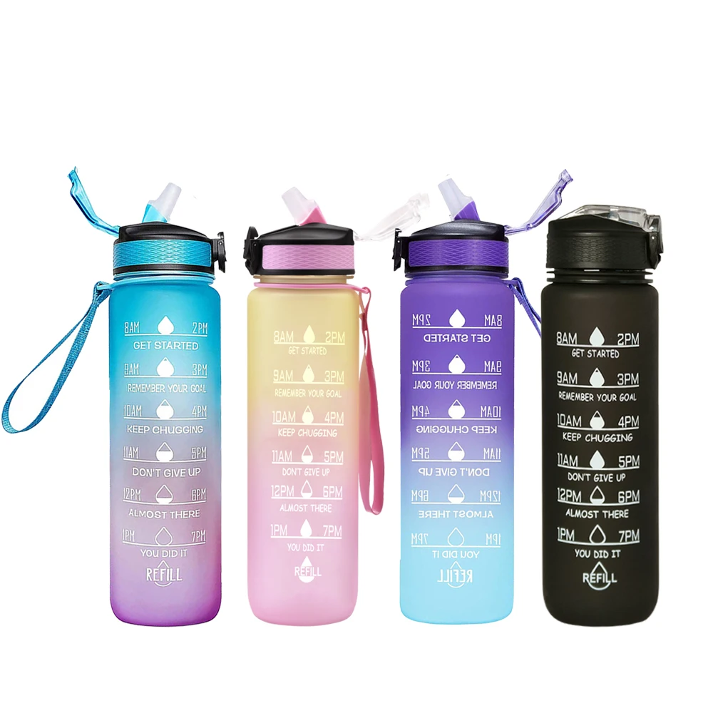 

Amazon top seller plastic 1gallon tritan water bottle gym 32oz Motivational Water Bottle with motivational time marker