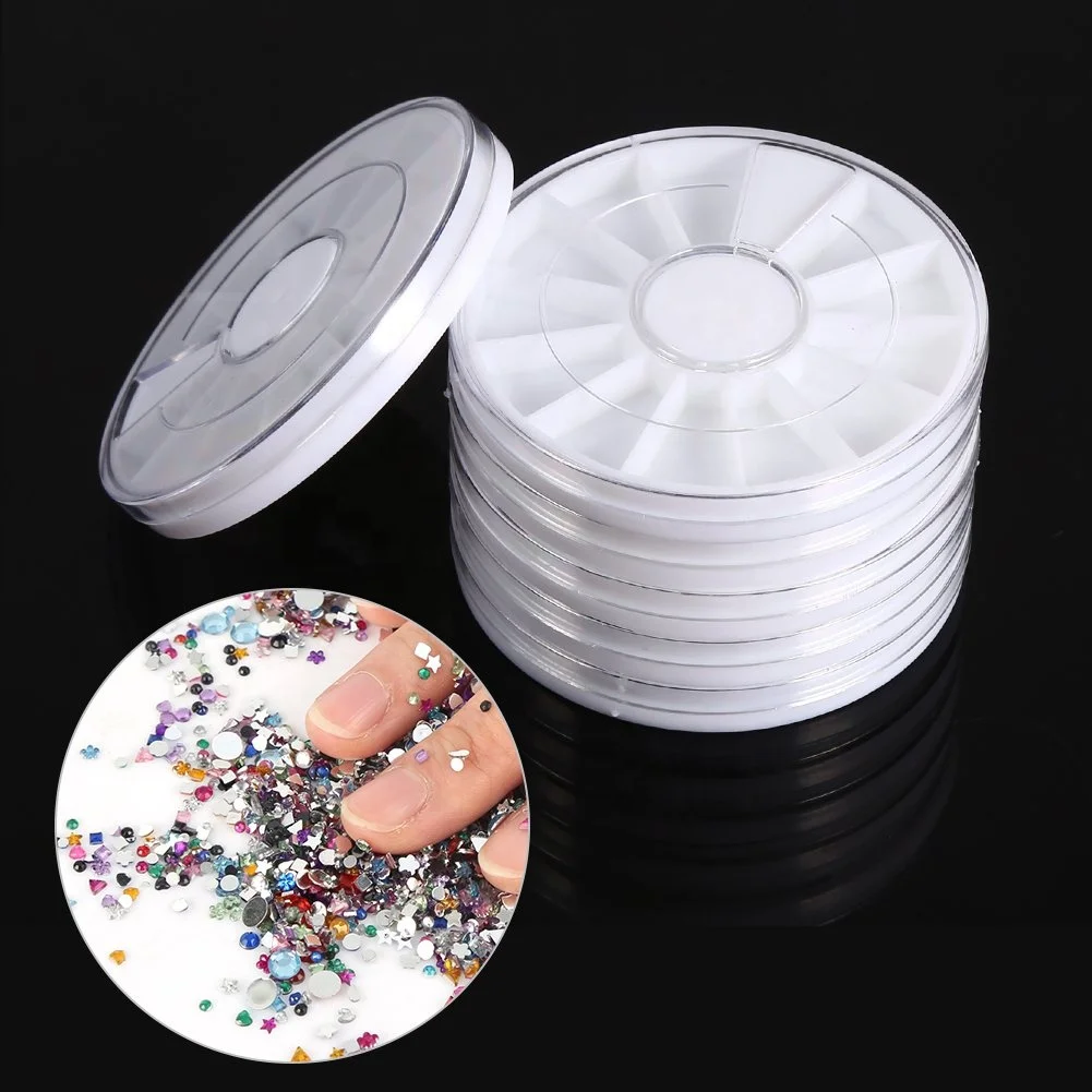 

Nail Art Rhinestone Wheel Box Bead Slice Decoration Storage Container Nail Tools Empty Wheel Case Box for Nail Art Rhinestones, As shown