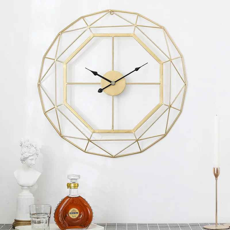 

Nordic Large Gold Metal Wall Clock Coffee Living Roon Home Decorative Creative 3D Wall Clock Modern