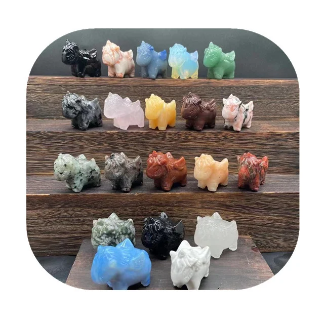 

Carving gemstone 50mm healing crystals crafts natur mixed quartz crystal unicorn figurines for gift