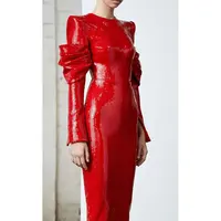 

A3349 Christmas Day Dress 2020 New Red Sequin Layers Sleeve Midi Dress Wholesale