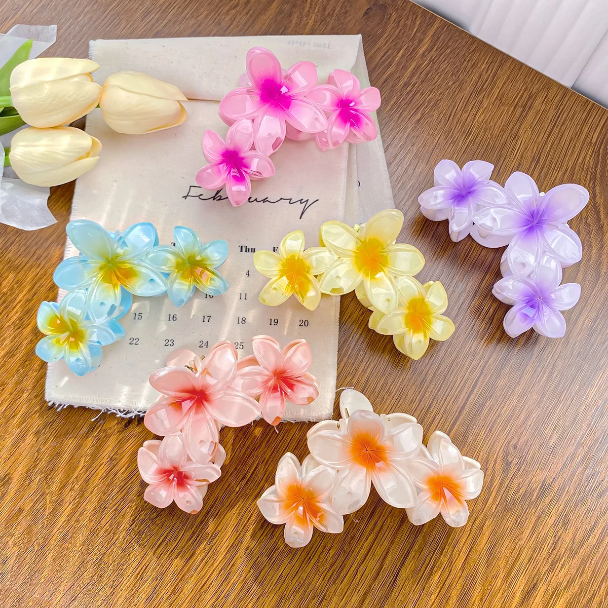 

Dowell Korean Fashion Style Horquillas Plastic Sweet Flower Shape Large Hair Clips