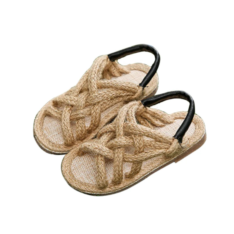 

Ins style children's sandals woven kids sandals for boys and girls non-slip soft soles beach shoes fisherman shoes