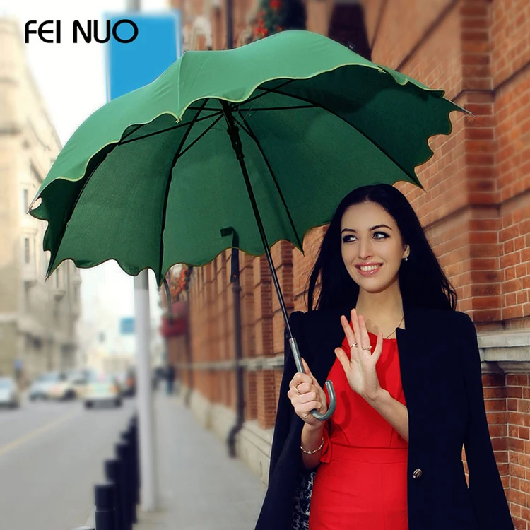 

Wholesale great price custom european french sunshade gift straight umbrella with lotus leaf