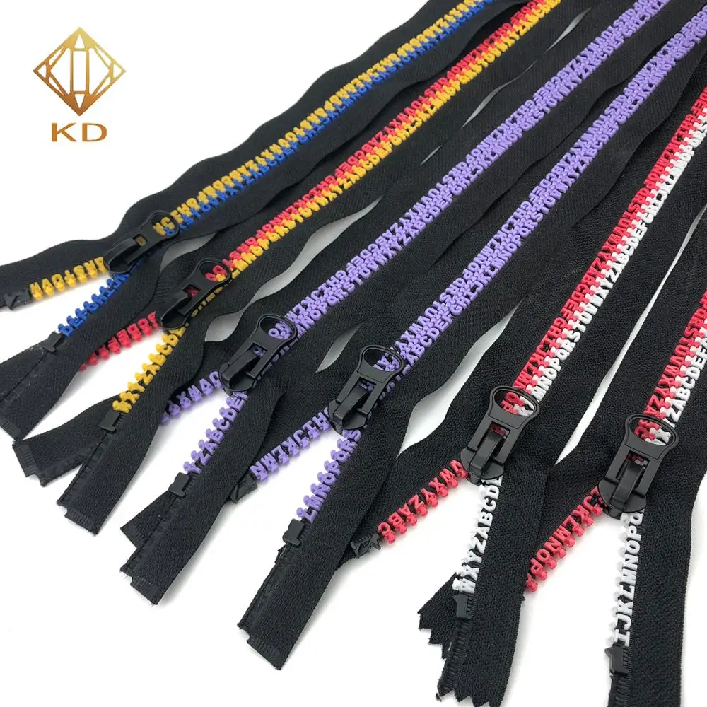 

Open End Resin Zipper Fashion Alphabet Zippers Ideal Color Teeth Giant Plastic Zipper