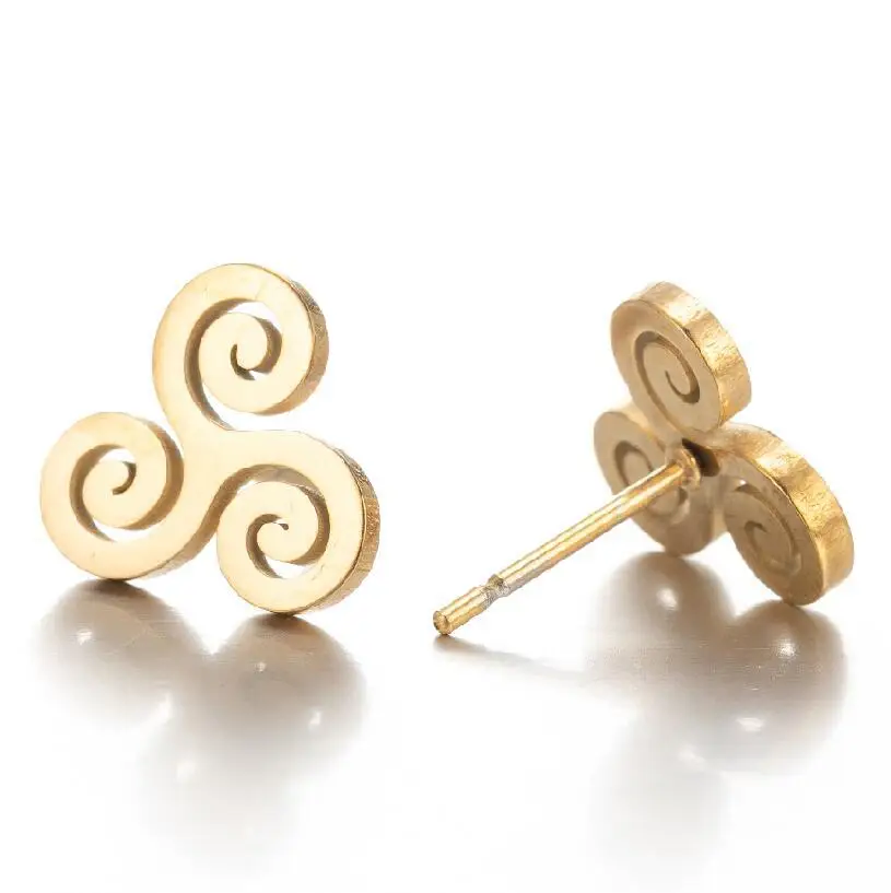 

European American Jewelry Retro Curling Moire Stud Earrings Trendy Stainless Steel Earring