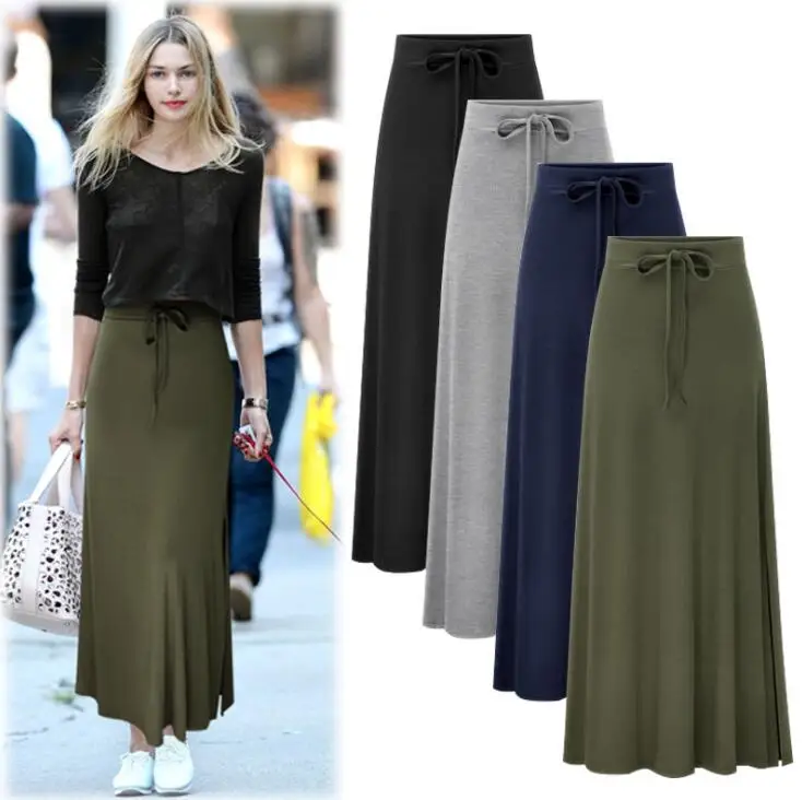 

YK0020A high waist wrap skirts big size maxi skirts women lace-up cotton skirts