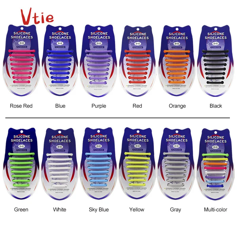 

New products 2019 silicone no tie shoelaces printed shoelaces funky shoelaces sneaker accessories, 12 colors