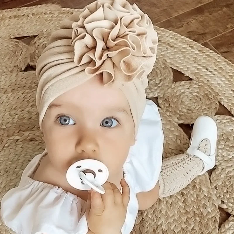 Bonnet Turban Chapeau Courroie nouveau né fleurs confortable bébés foulards
