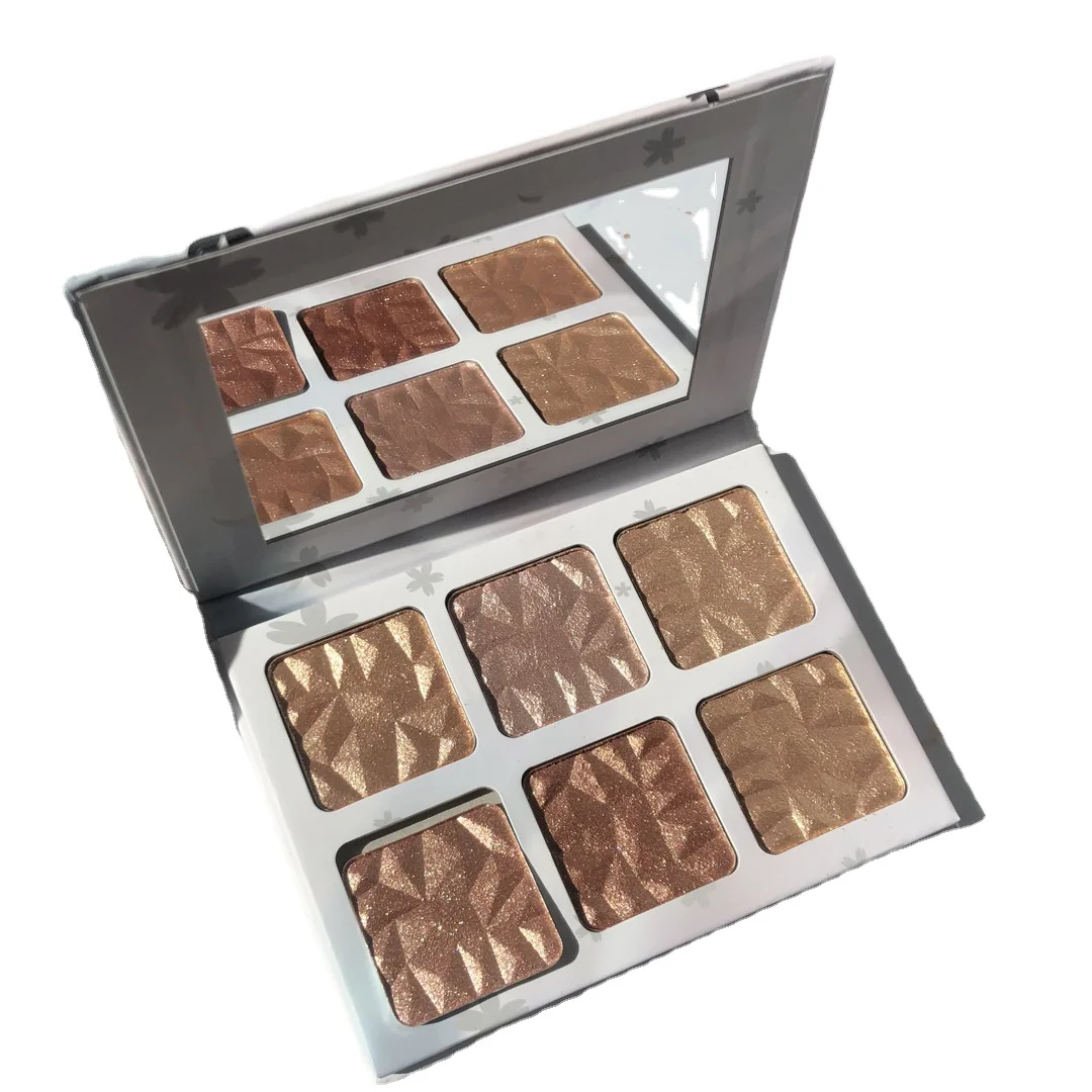 

6 Color Private Label Diamond Highlighter Palette Bronzer Shimmer Highlight Contour Palette Face Makeup No Logo