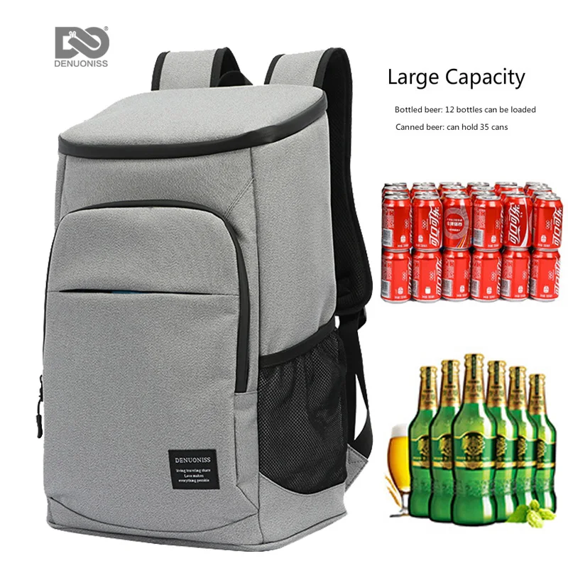 

12 bottles 500ml beer backpack cooler bag large volume leak-proof 35 cans 330 ml cola insulate backpack food storage picnic bag, As picture show