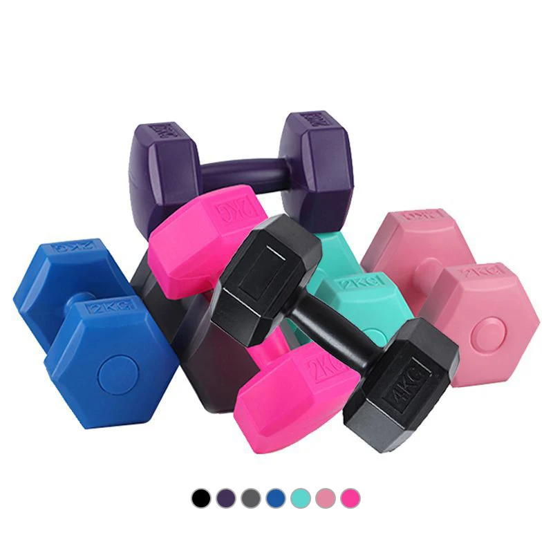 

New Design 4KG/Set Colorful Fitness Yogo Sport Weight Dumb Bell Set Gym Hex Dumbbells bar, Black,blue,green,orange,purple,red,pink