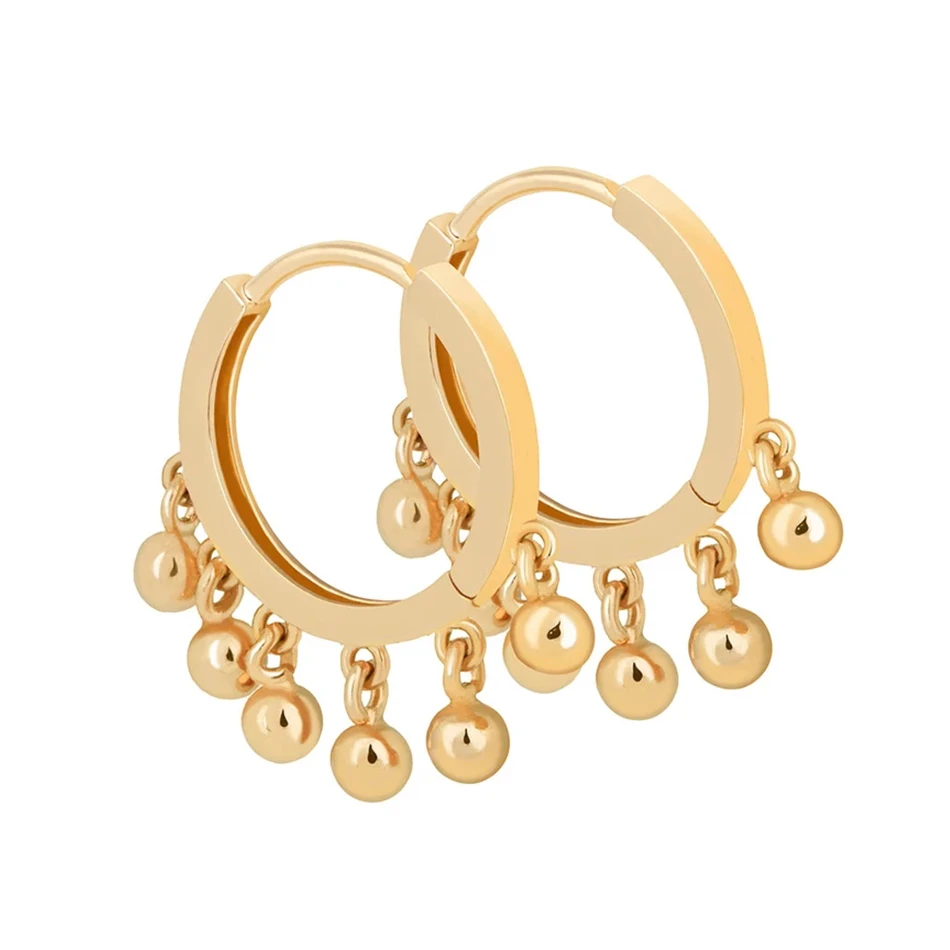 

new fashion 925 sterling silver simple style ball charm hoop earrings for women 18k gold plated luxury jewelry party gift