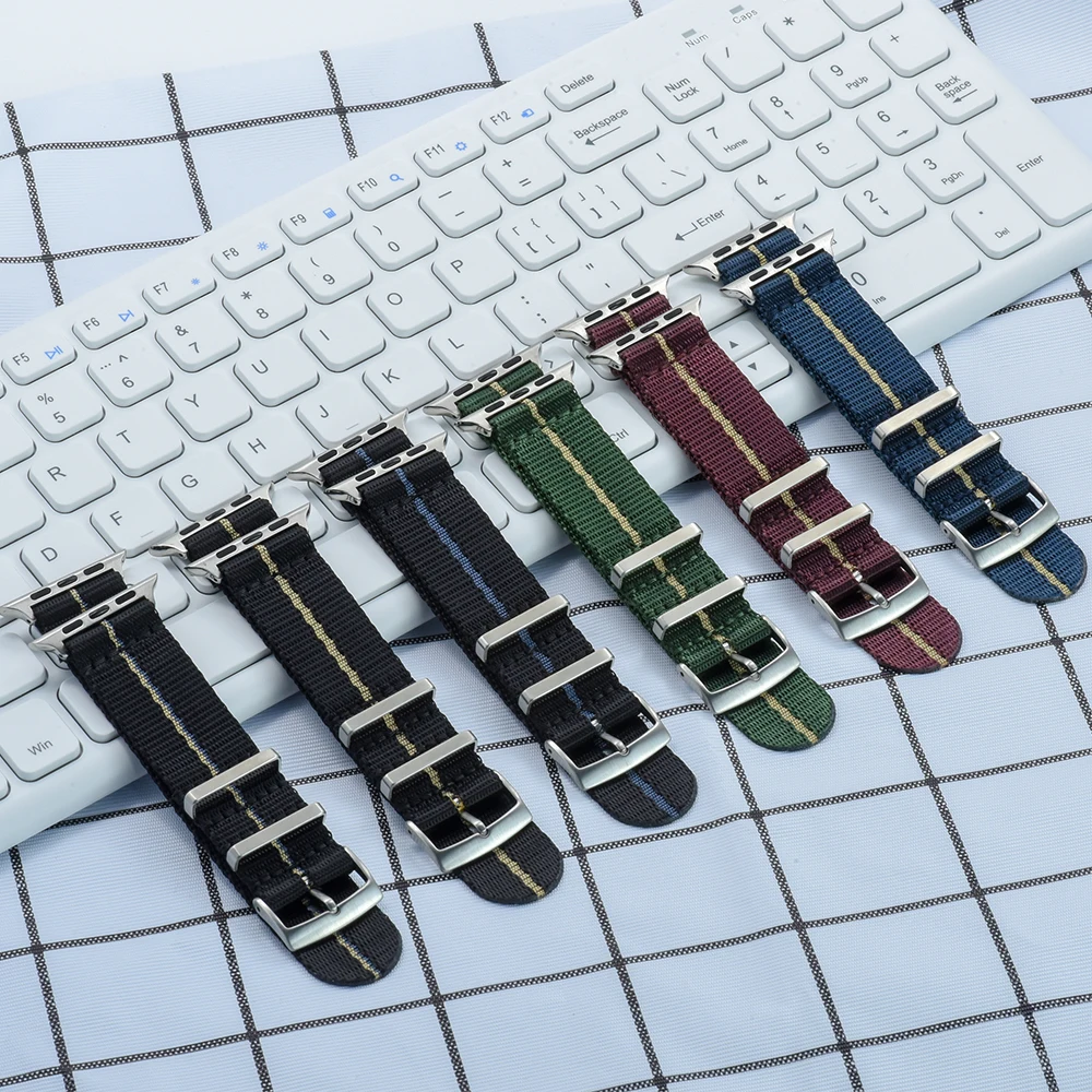 

Fabric Two-piece Mola Nylon Watch Band Nylon Loop Watch Band For Apple Watch Series 6 5 4 3 SE, 6 colors, as our chart