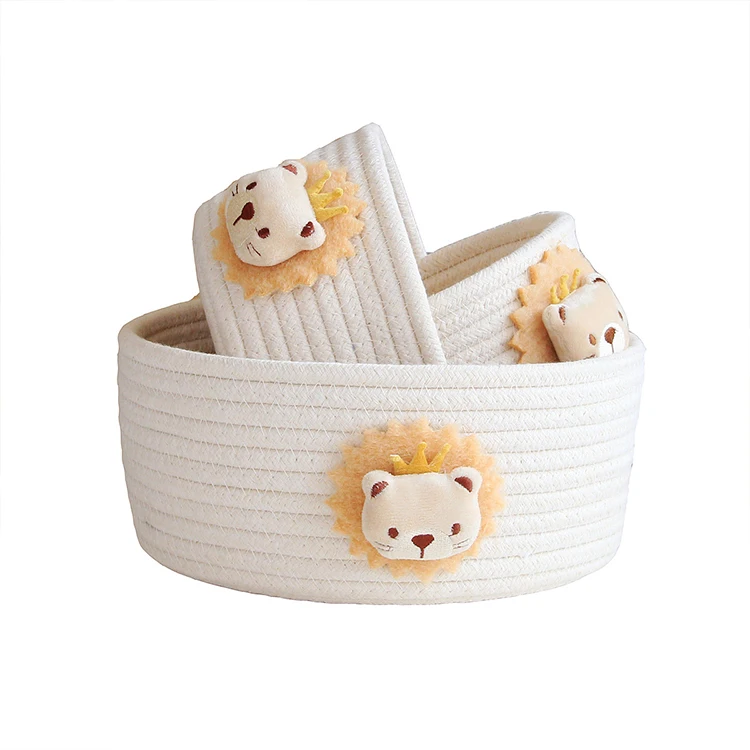 

Animal cotton rope storage basket woven finishing basket Nordic sundry porch cartoon cotton basket