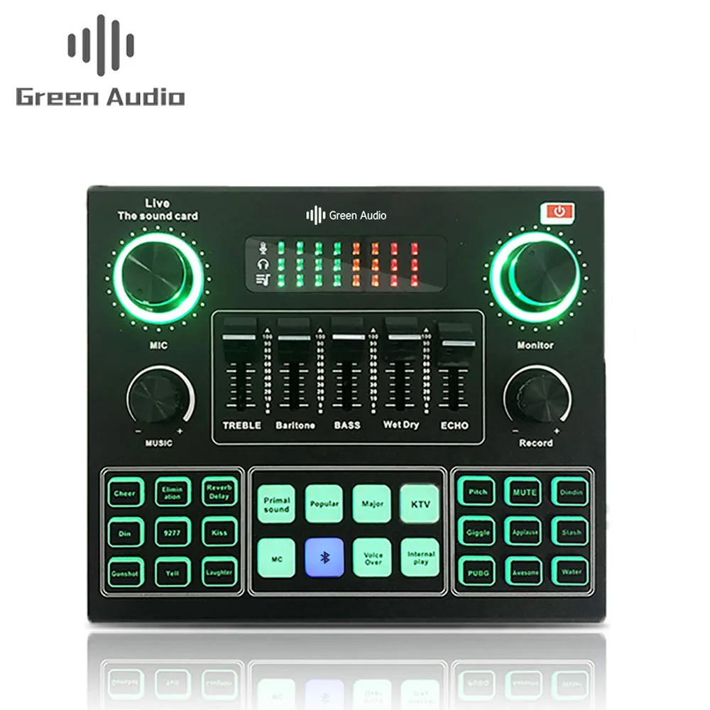 

GAX-V9 Sound Card Broadcast PC Phone USB Status Mic Audio Mixer