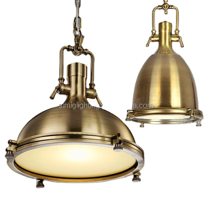 

Simig lighting loft Industrial metal lampshade dining lamp American Vintage kitchen hanging pendant lamp, Chorme/golden/green