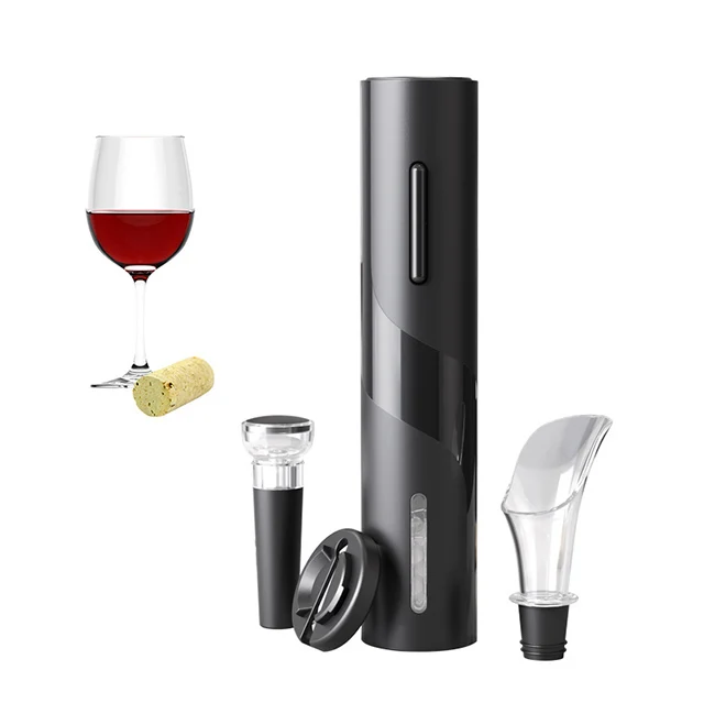 

Electric Wine Bottle Opener Custom Logo Sommelier Automatic Corkscrew Set (Battery operated, 4 in 1), Black