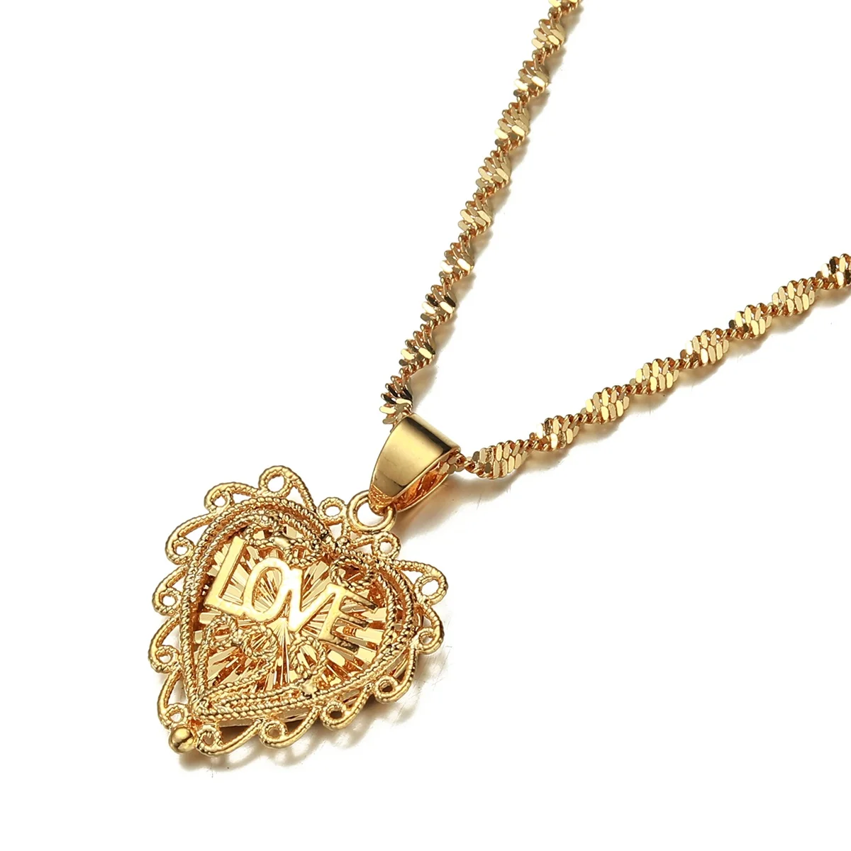 

Heart Pendant Necklaces For Women Men Girls Gold Color Love Charm Chain Letters Jewelry