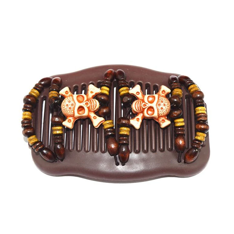 

Wood Double Row Hair Changing Hair Comb Lady's Simple Magic Wood Bead Hair Styling Comb, Any color is available