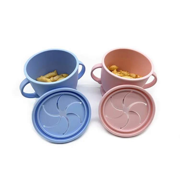 

BPA Feeding Leakproof Silicone Baby Food Storage Box Children Silicone Snack Cups, Pink/blue colors